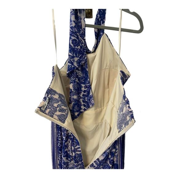 Eliza J Chiffon Maxi Dress Halter Floral Boho Formal Garden Party Elegant Sz 14 - Picture 13 of 16